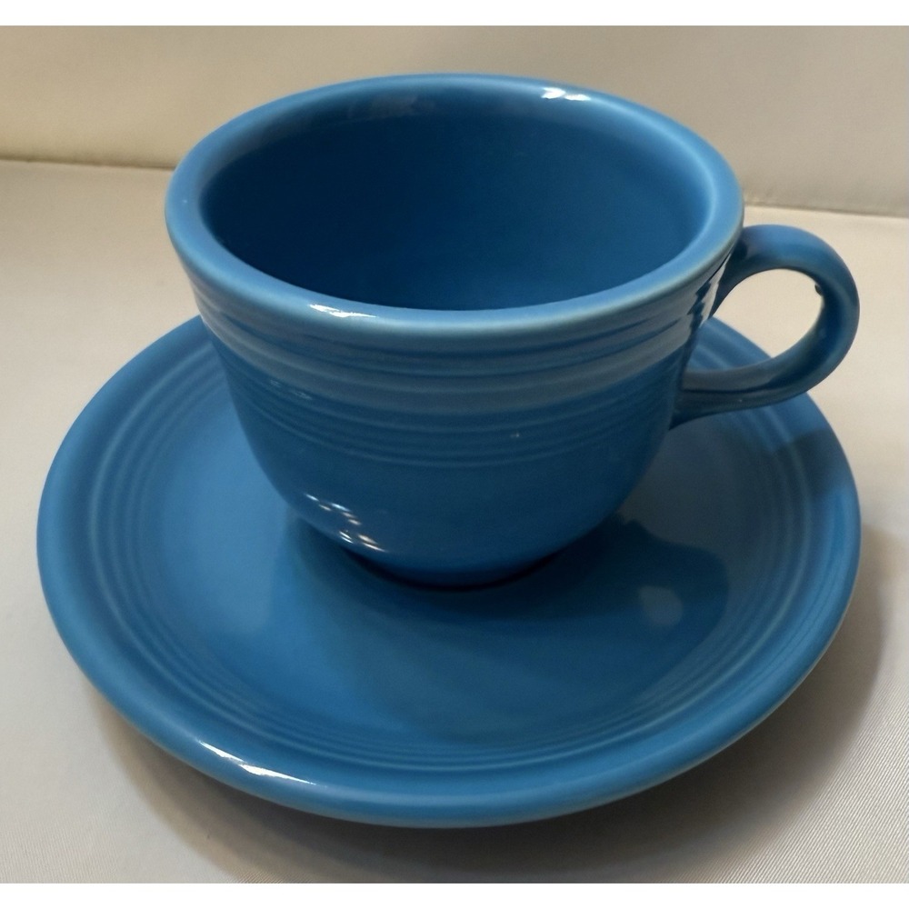 Homer Laughlin Fiesta Fiestaware Turquoise Blue Tea Cup & Saucer Set